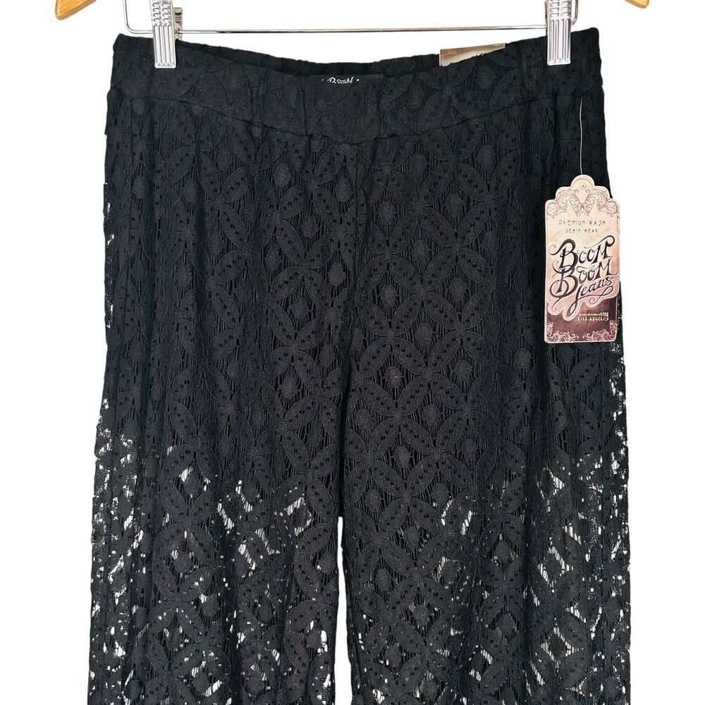 Boom Boom NEW Black Lace Pants Women L Sexy See Through Overlay Long Tall NWT - Picture 3 of 13